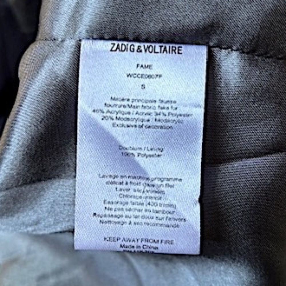 $495 ZADIG & VOLTAIRE Fame Faux Fur  Short Jacket NWOT/sz S - Picture 16 of 16